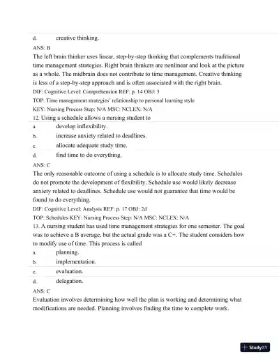 Test Bank For Success In Practical/Vocational Nursing: From Student To Leader, 7th Edition - Page 21 preview image