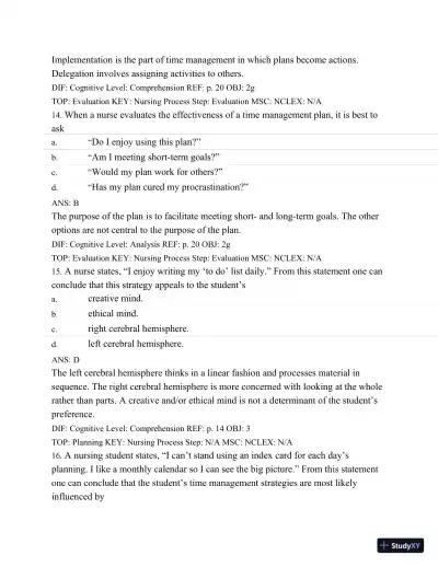 Test Bank For Success In Practical/Vocational Nursing: From Student To Leader, 7th Edition - Page 22 preview image