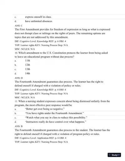 Test Bank For Success In Practical/Vocational Nursing: From Student To Leader, 7th Edition - Page 6 preview image