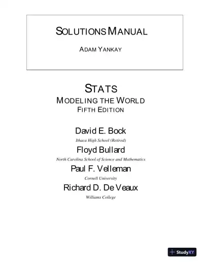 Stats: Modeling the World, 5th Edition Solution Manual - Page 1 preview image