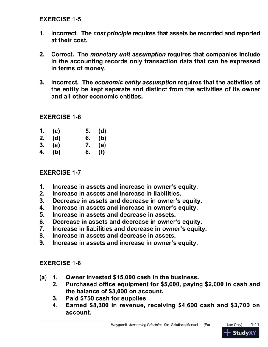 Solution Manual for Accounting Principles, 9th Edition, page 12