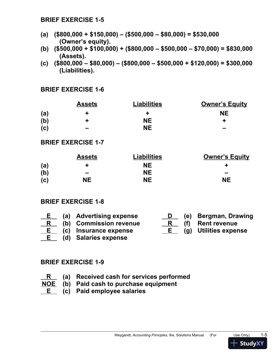 Solution Manual for Accounting Principles, 9th Edition, page 6
