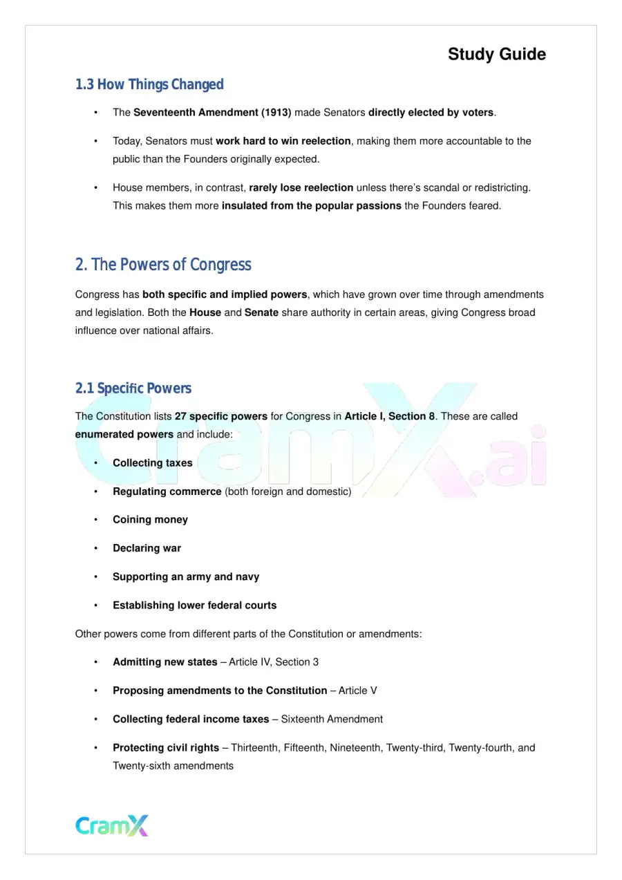 American Government - Congress, page 2