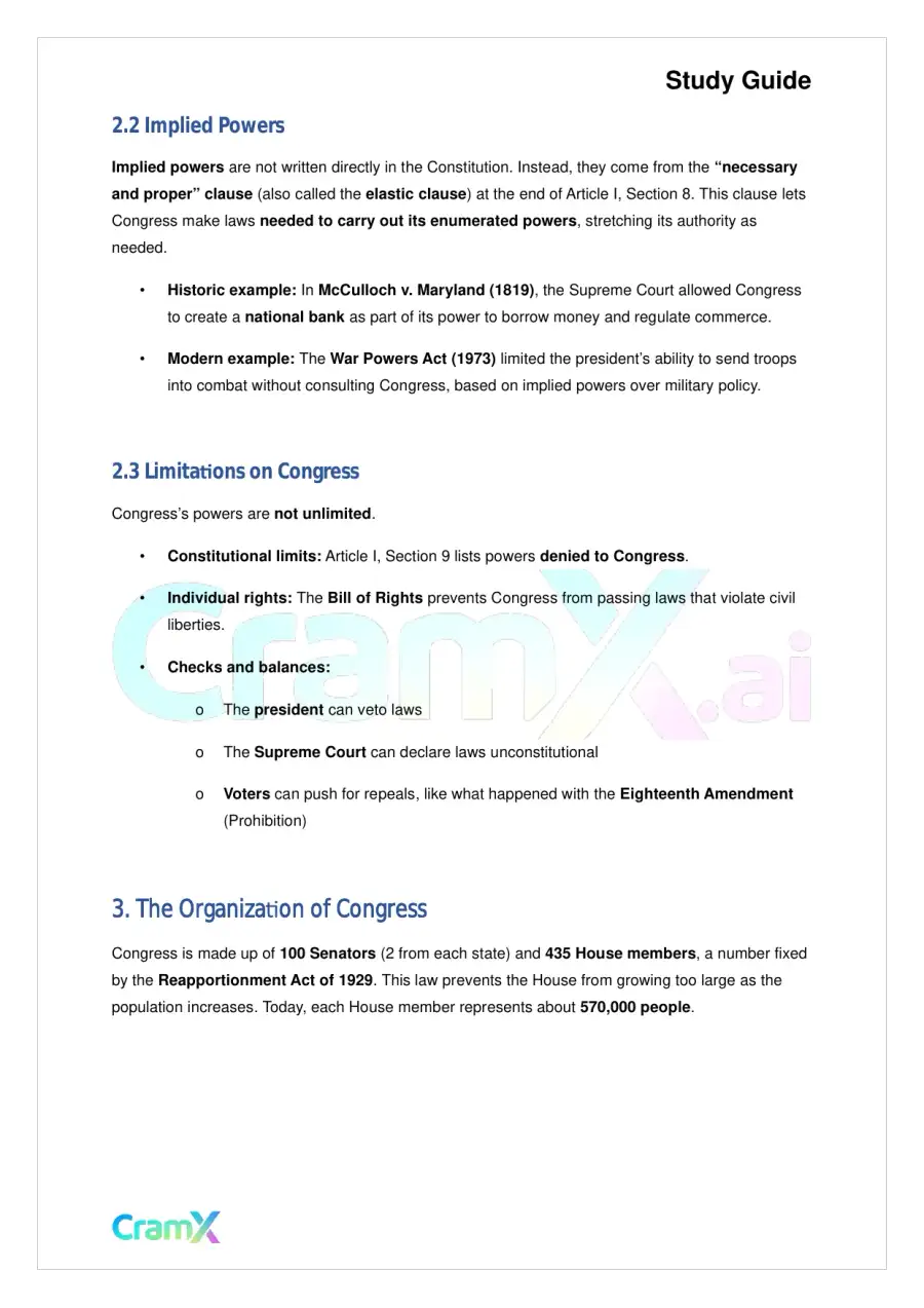 American Government - Congress, page 3