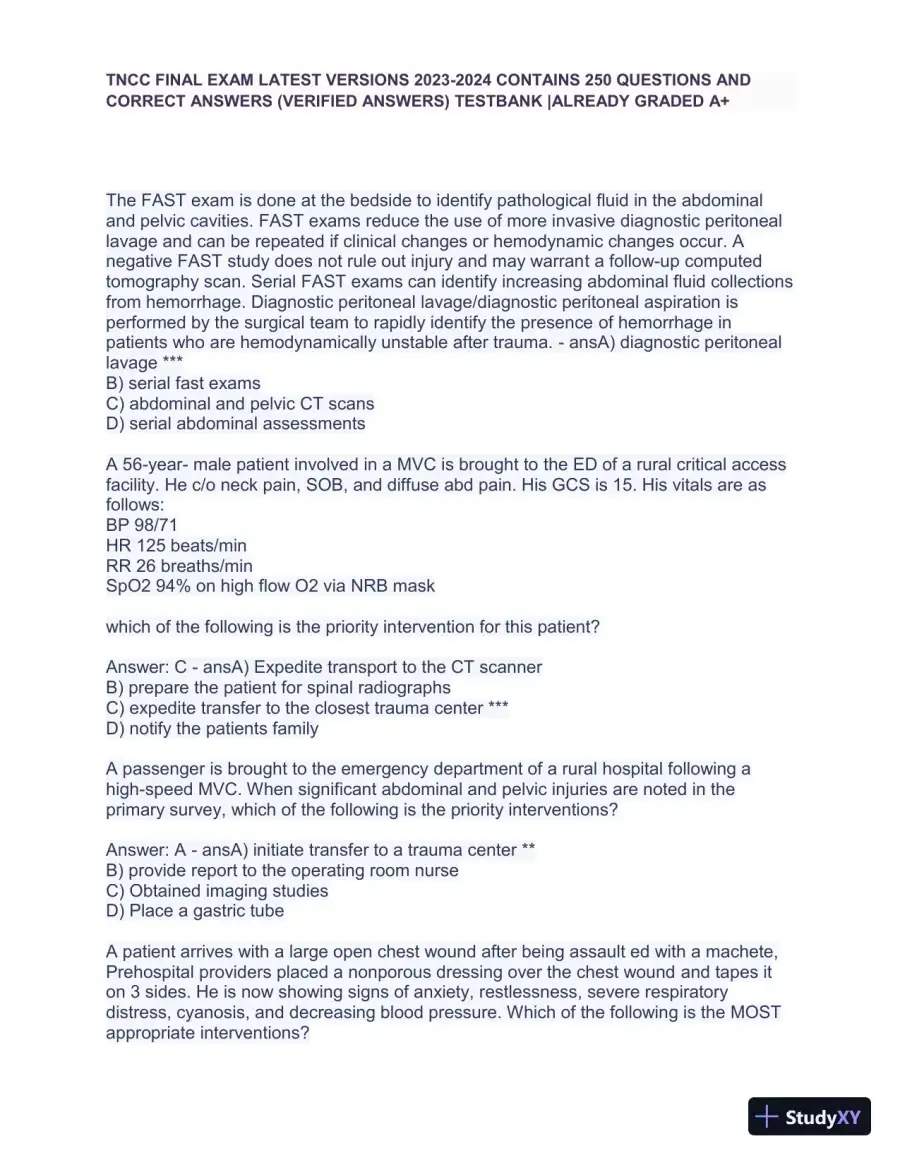 2023-2024 TNCC Final Exam with Answers (48 Solved Questions), page 3