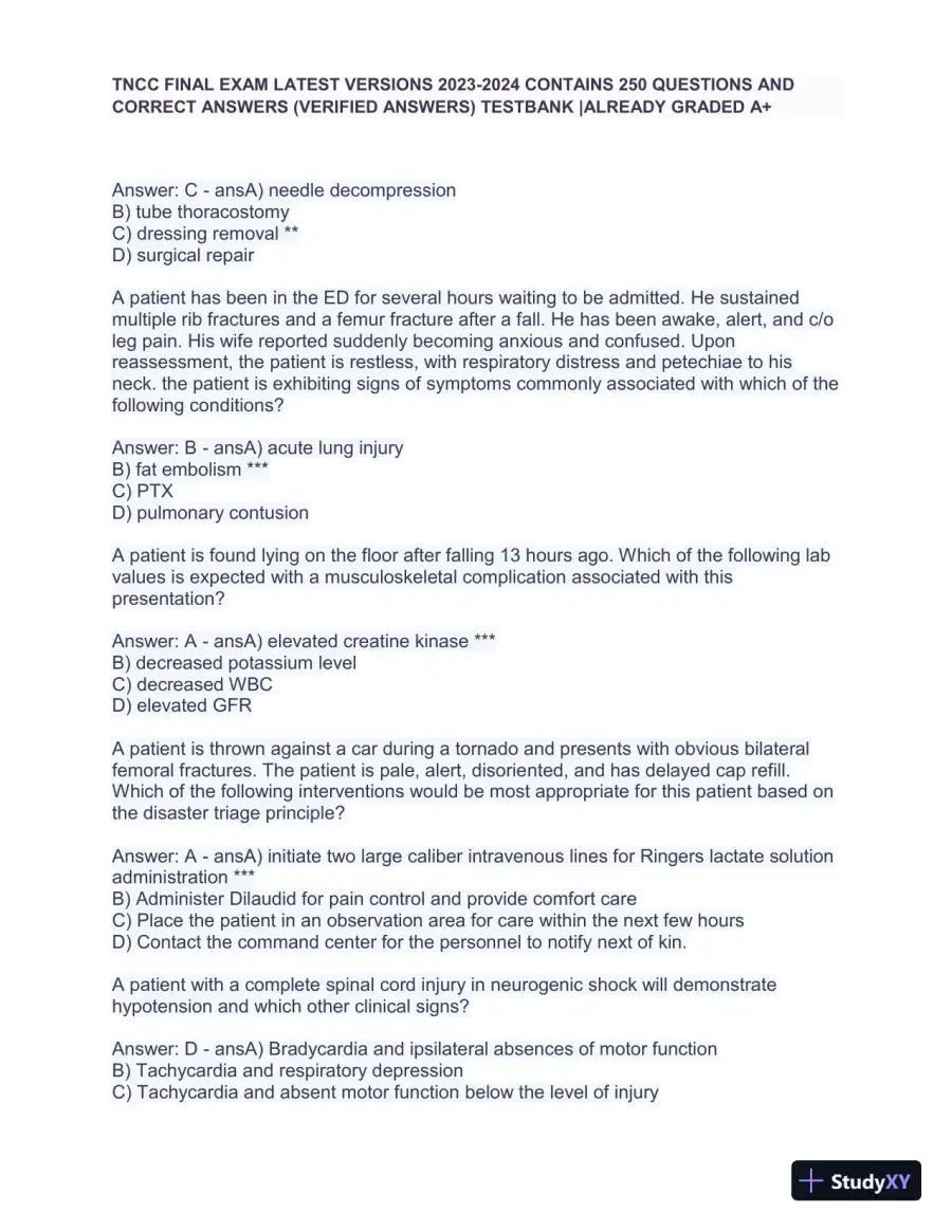 2023-2024 TNCC Final Exam with Answers (48 Solved Questions), page 4