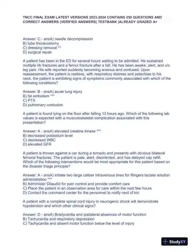 2023-2024 TNCC Final Exam with Answers (48 Solved Questions) - Page 4 preview image