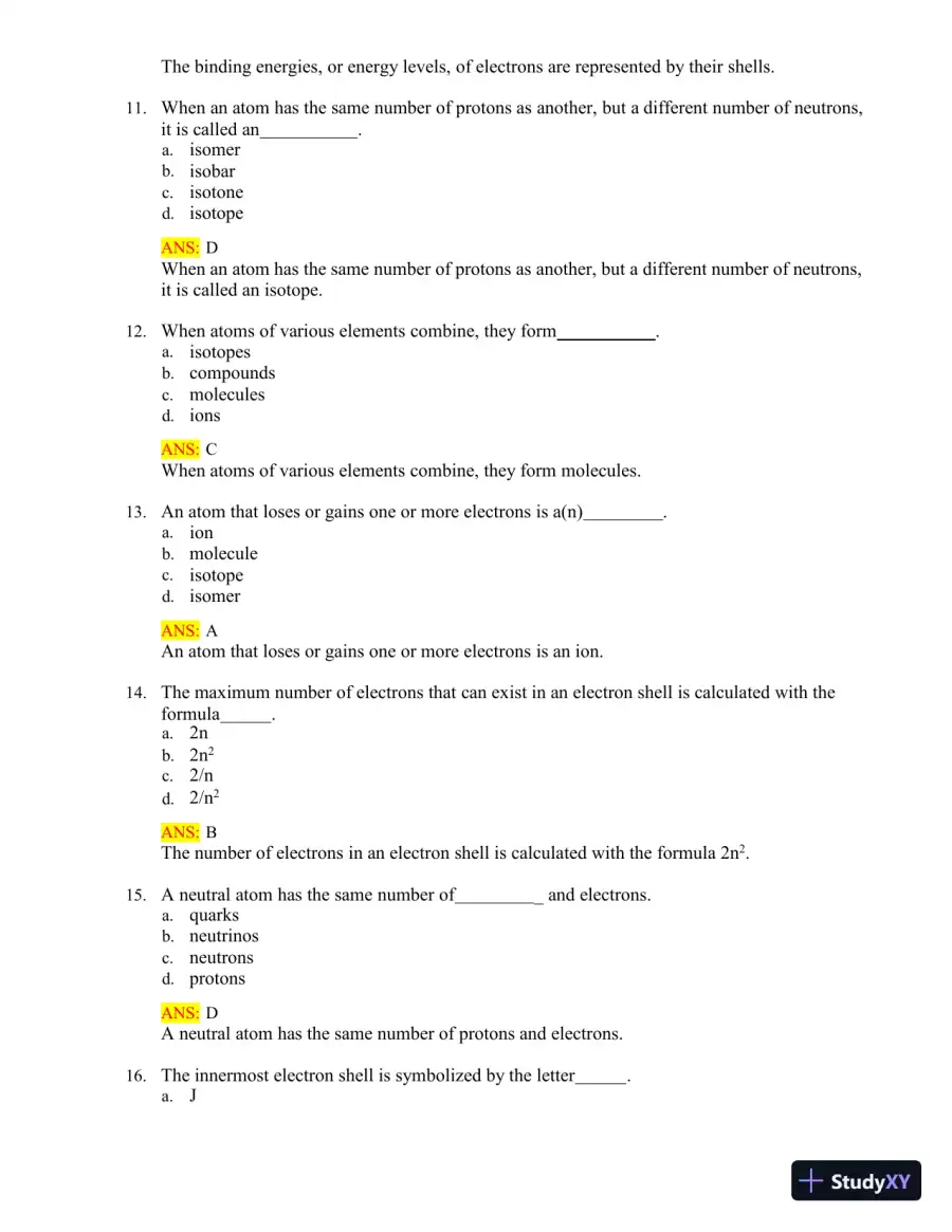 Test Bank for Radiologic Science for Technologists: Physics, Biology, and Protection, 12th Edition (Chapters 1-40), page 12