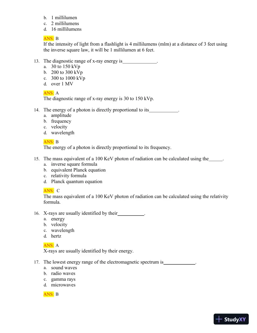 Test Bank for Radiologic Science for Technologists: Physics, Biology, and Protection, 12th Edition (Chapters 1-40), page 16