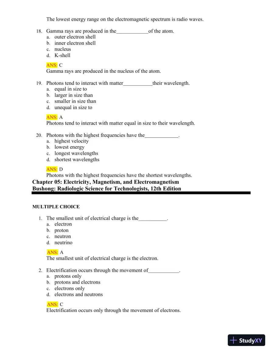 Test Bank for Radiologic Science for Technologists: Physics, Biology, and Protection, 12th Edition (Chapters 1-40), page 17