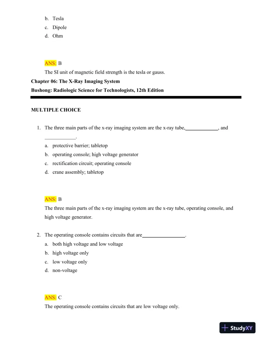 Test Bank for Radiologic Science for Technologists: Physics, Biology, and Protection, 12th Edition (Chapters 1-40), page 23