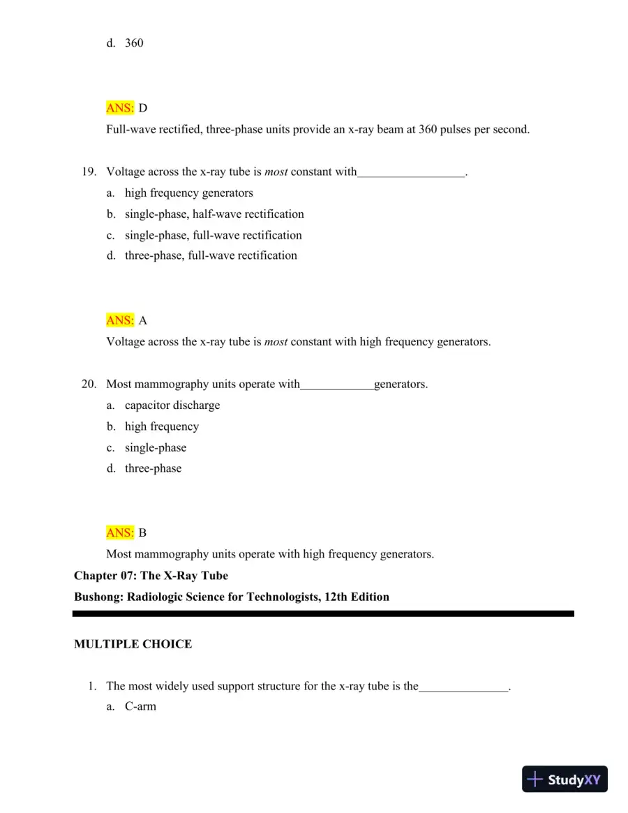 Test Bank for Radiologic Science for Technologists: Physics, Biology, and Protection, 12th Edition (Chapters 1-40), page 29
