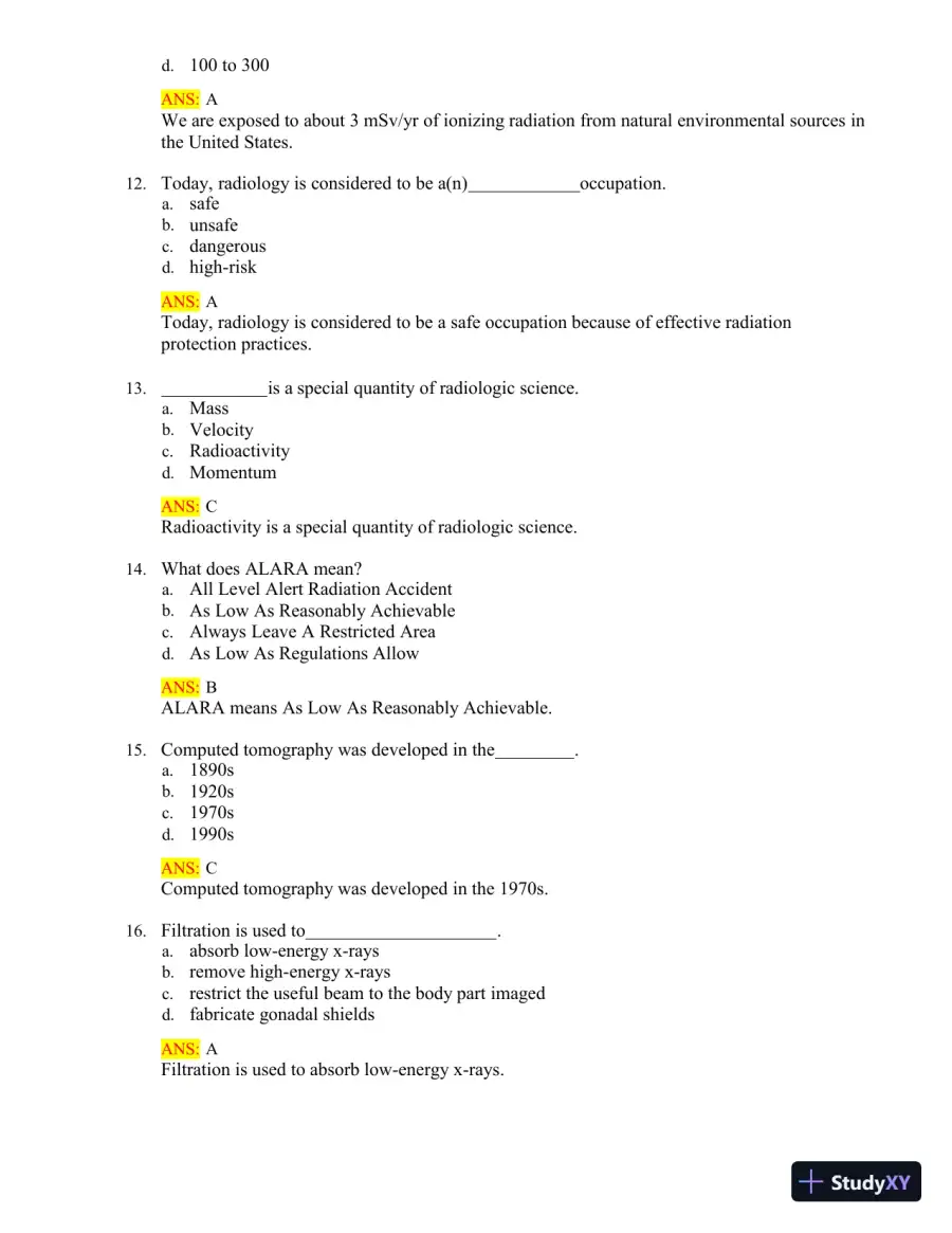 Test Bank for Radiologic Science for Technologists: Physics, Biology, and Protection, 12th Edition (Chapters 1-40), page 5