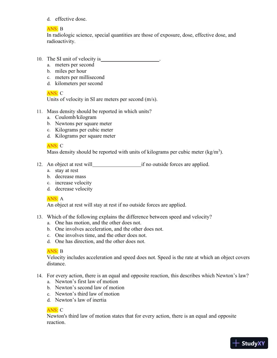 Test Bank for Radiologic Science for Technologists: Physics, Biology, and Protection, 12th Edition (Chapters 1-40), page 8