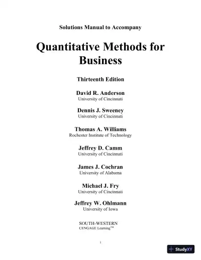 Solution Manual For Quantitative Methods For Business, 13th Edition - Page 1 preview image