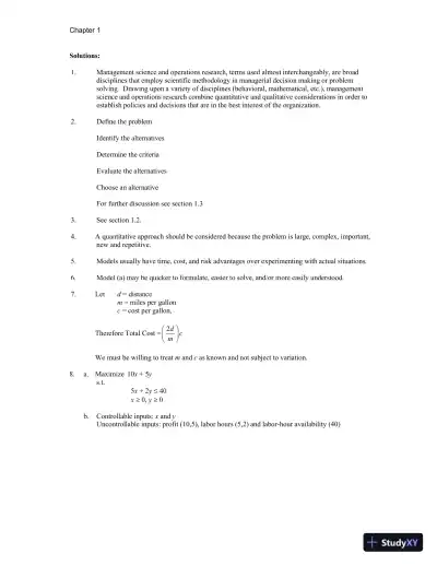 Solution Manual For Quantitative Methods For Business, 13th Edition - Page 6 preview image