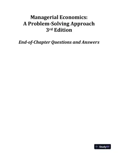 Managerial Economics, 3rd Edition Solution Manual - Page 1 preview image