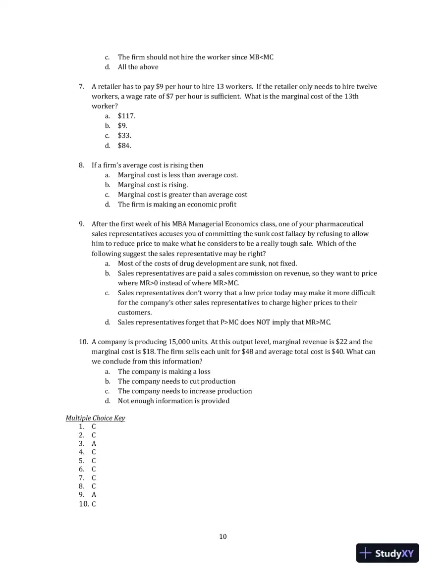 Managerial Economics, 3rd Edition Solution Manual, page 13
