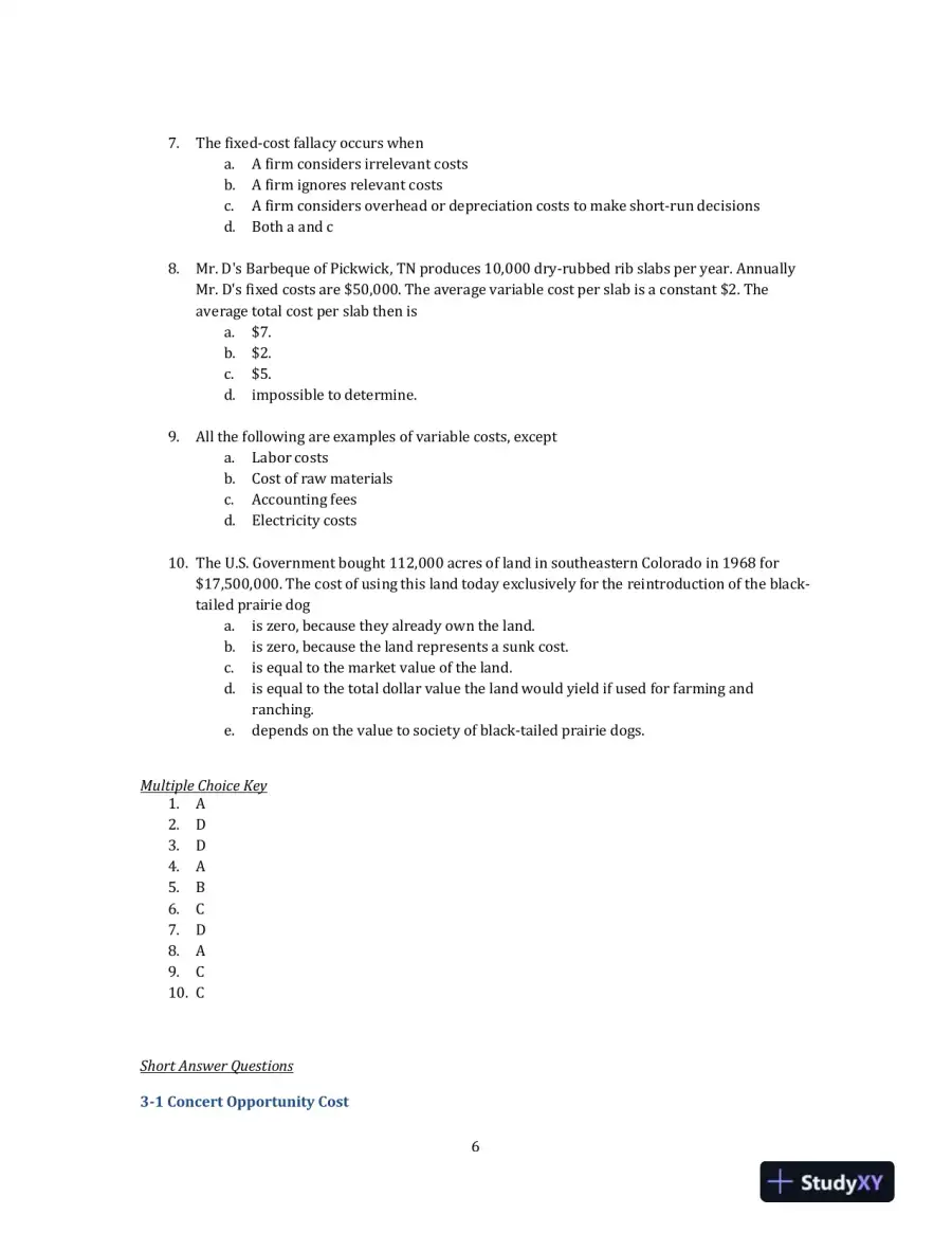 Managerial Economics, 3rd Edition Solution Manual, page 9