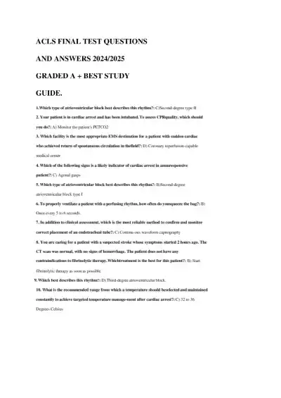 ACLS Final Test Questions - Page 1 preview image
