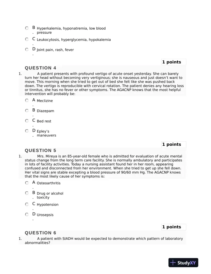 2018 NURS6550 Walden University Clinical Analysis Final Exam Study Guide With Answers (101 Solved Questions), page 3