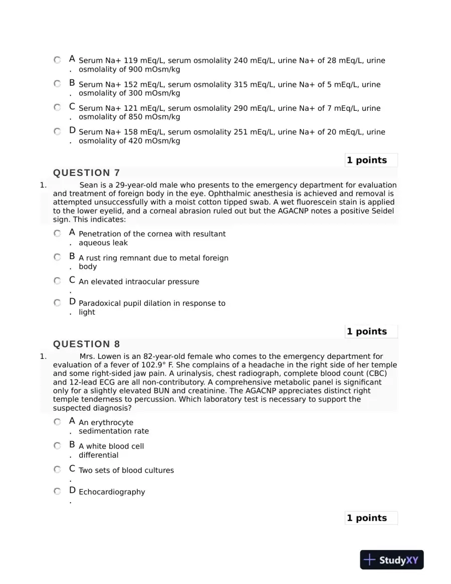2018 NURS6550 Walden University Clinical Analysis Final Exam Study Guide With Answers (101 Solved Questions), page 4