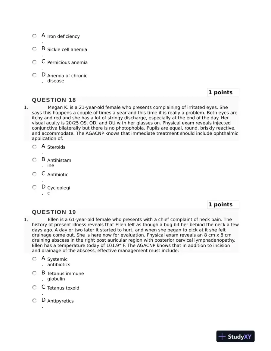 2018 NURS6550 Walden University Clinical Analysis Final Exam Study Guide With Answers (101 Solved Questions), page 8
