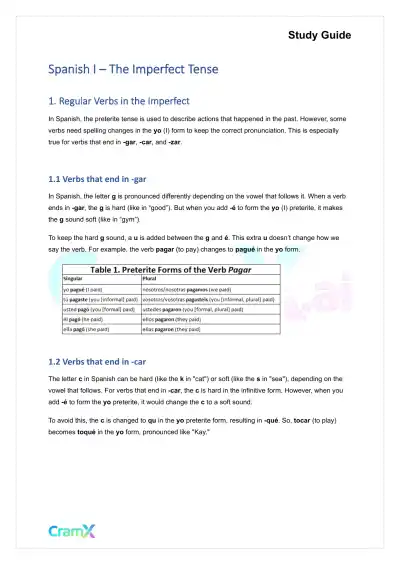 Spanish I - The Imperfect Tense - Page 1 preview image