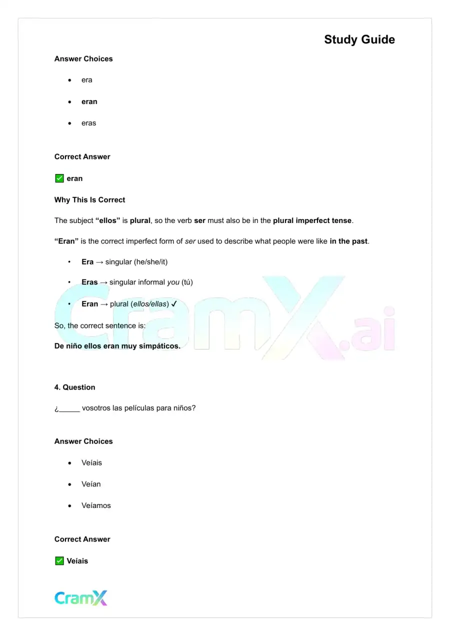 Spanish I - The Imperfect Tense, page 10