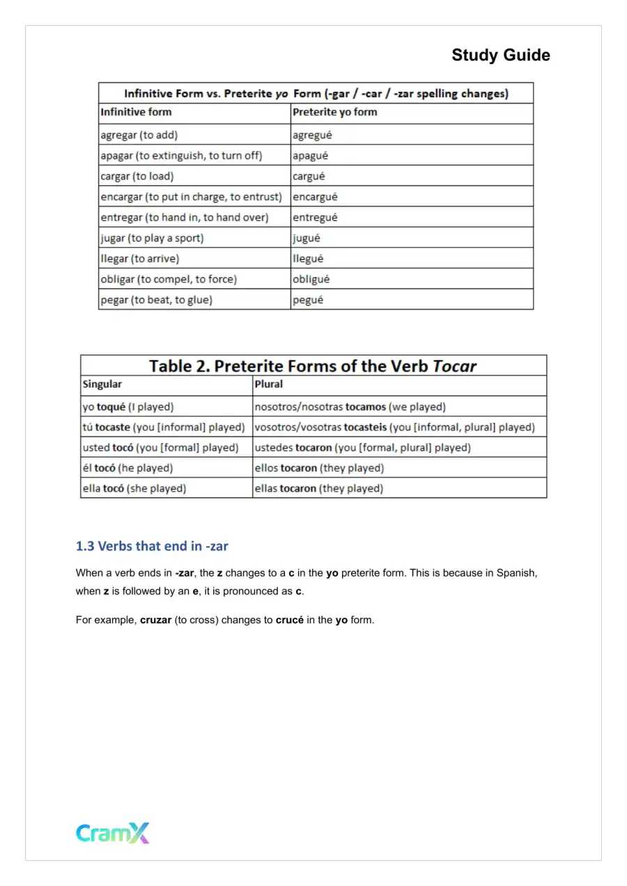 Spanish I - The Imperfect Tense, page 2