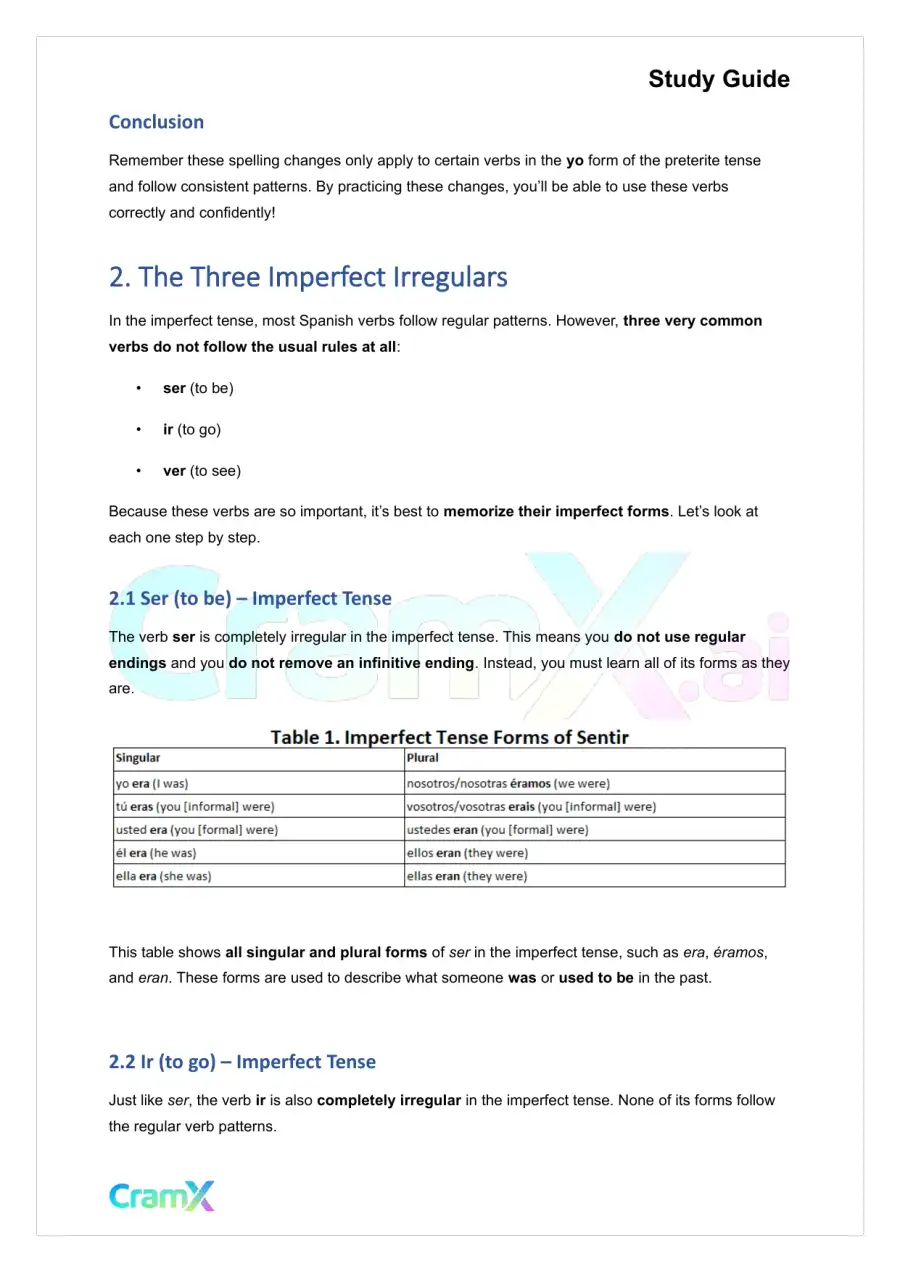 Spanish I - The Imperfect Tense, page 6