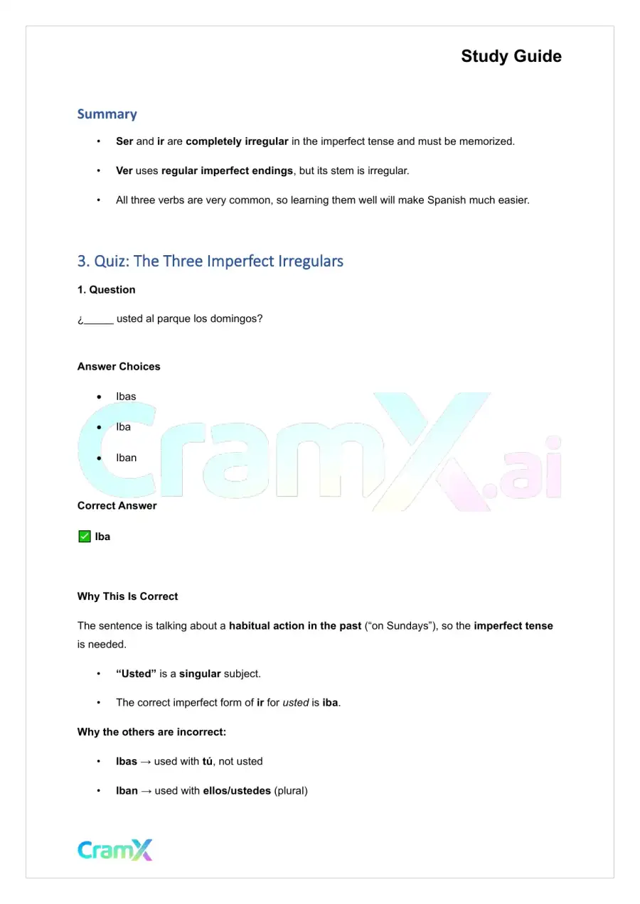 Spanish I - The Imperfect Tense, page 8