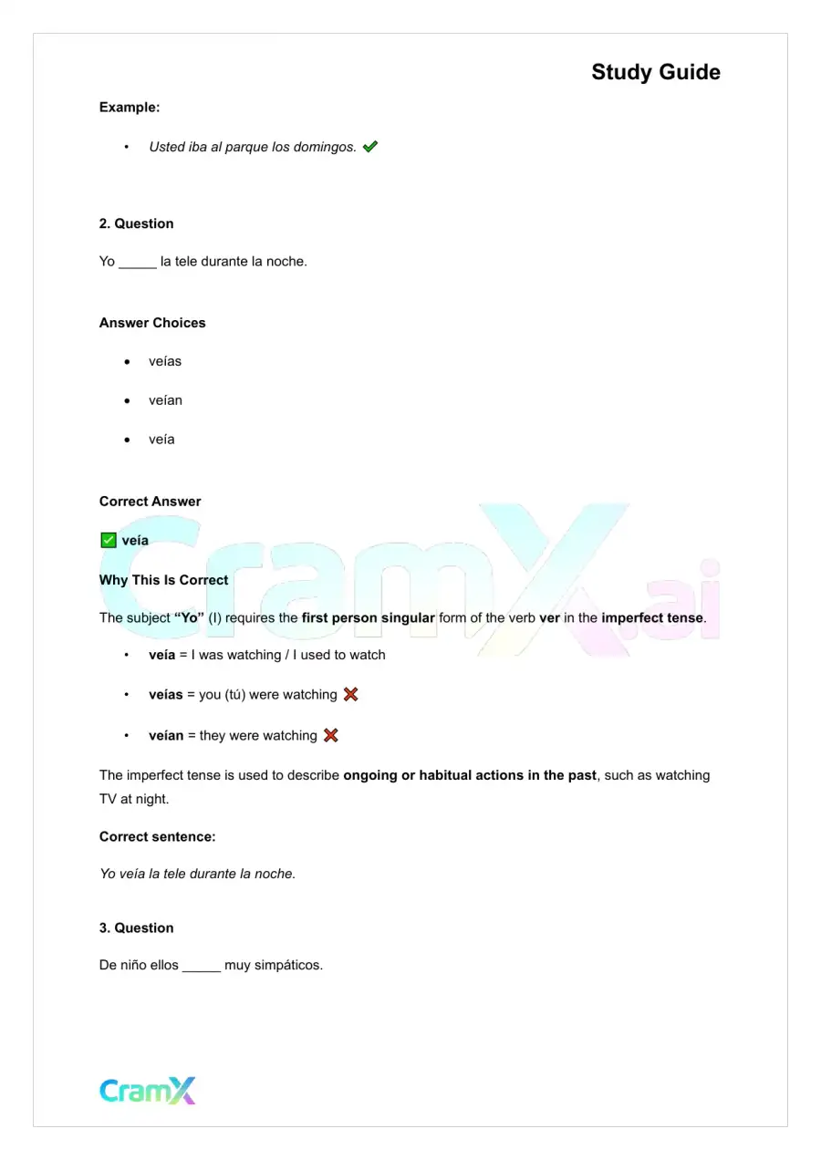Spanish I - The Imperfect Tense, page 9