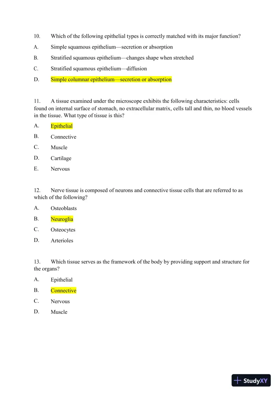 2024-2025 HESI A2 Anatomy and Physiology Practice Exam with Answers (588 Solved Questions), page 10