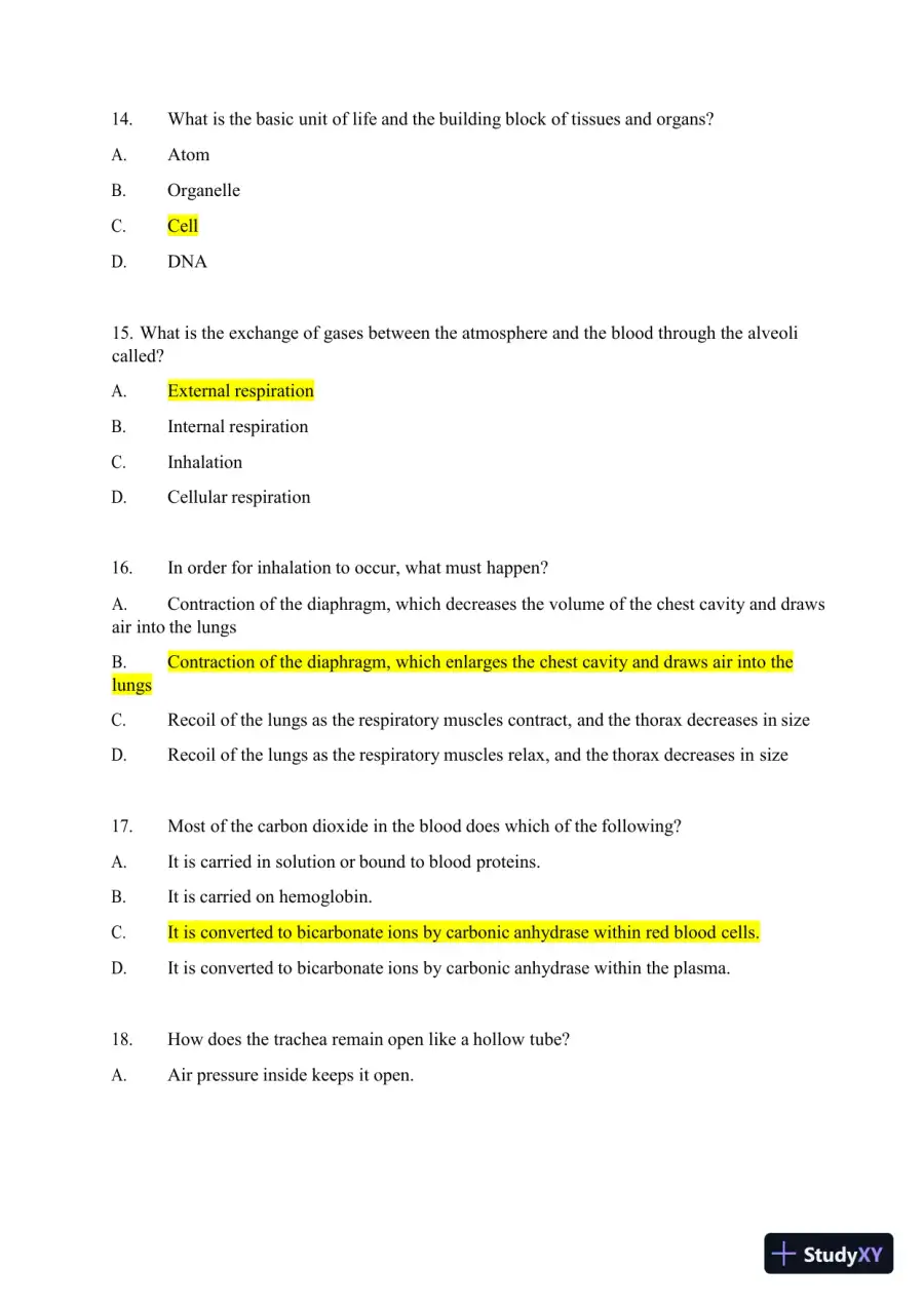 2024-2025 HESI A2 Anatomy and Physiology Practice Exam with Answers (588 Solved Questions), page 11