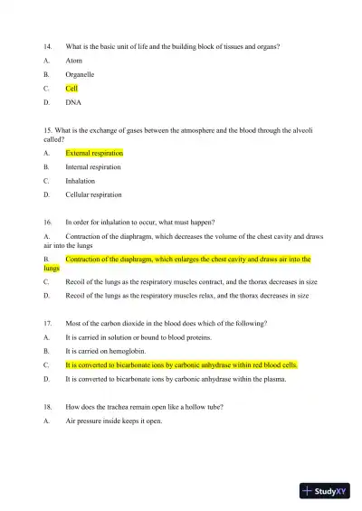 2024-2025 HESI A2 Anatomy and Physiology Practice Exam with Answers (588 Solved Questions) - Page 11 preview image