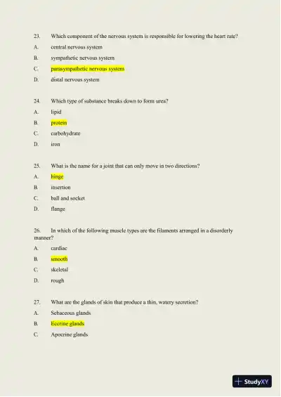 2024-2025 HESI A2 Anatomy and Physiology Practice Exam with Answers (588 Solved Questions) - Page 13 preview image