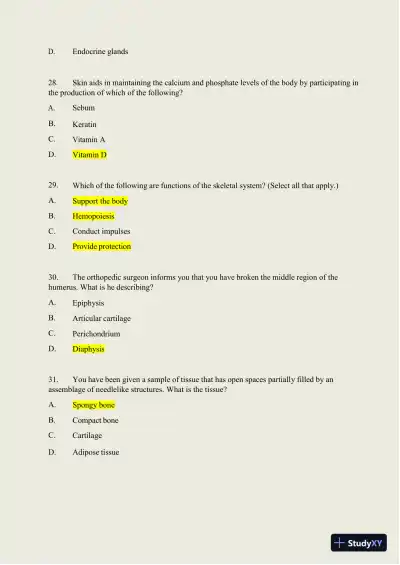2024-2025 HESI A2 Anatomy and Physiology Practice Exam with Answers (588 Solved Questions) - Page 14 preview image