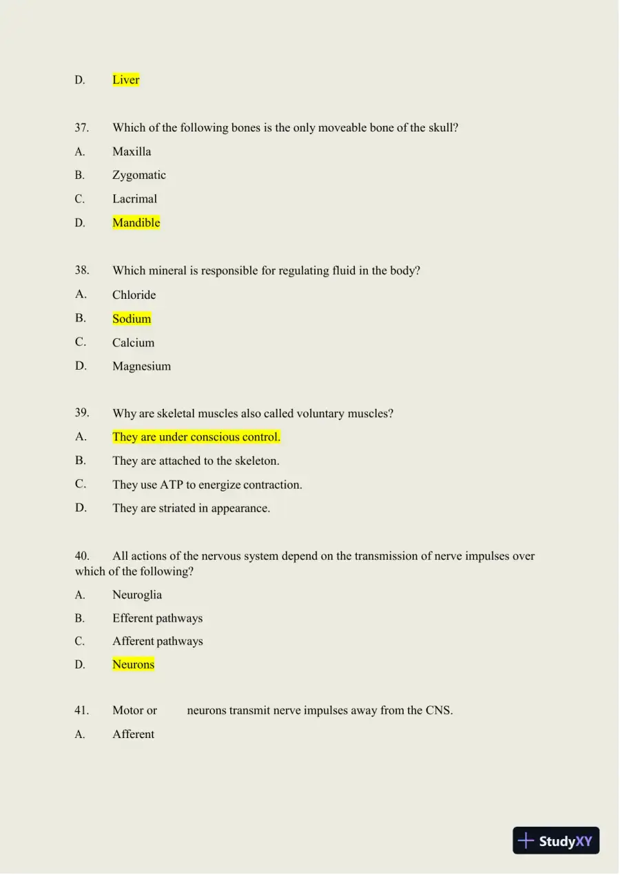 2024-2025 HESI A2 Anatomy and Physiology Practice Exam with Answers (588 Solved Questions), page 16