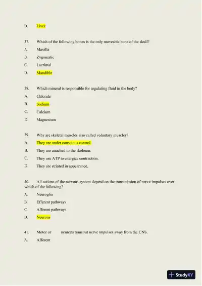 2024-2025 HESI A2 Anatomy and Physiology Practice Exam with Answers (588 Solved Questions) - Page 16 preview image