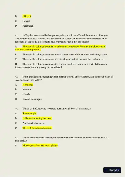 2024-2025 HESI A2 Anatomy and Physiology Practice Exam with Answers (588 Solved Questions) - Page 17 preview image