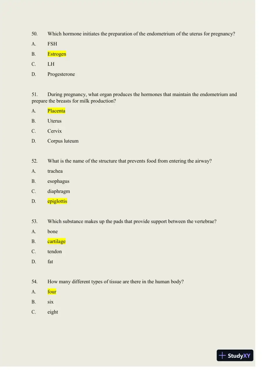 2024-2025 HESI A2 Anatomy and Physiology Practice Exam with Answers (588 Solved Questions), page 19