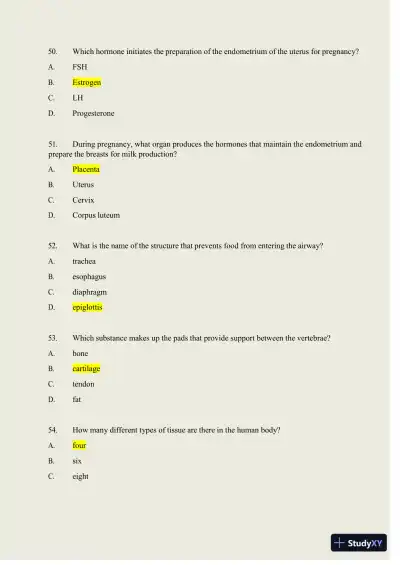 2024-2025 HESI A2 Anatomy and Physiology Practice Exam with Answers (588 Solved Questions) - Page 19 preview image