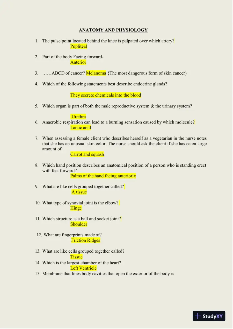 2024-2025 HESI A2 Anatomy and Physiology Practice Exam with Answers (588 Solved Questions), page 23