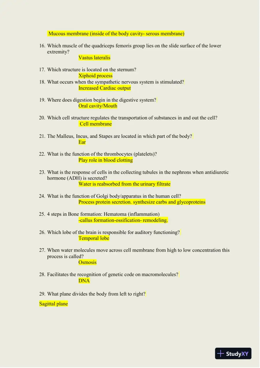 2024-2025 HESI A2 Anatomy and Physiology Practice Exam with Answers (588 Solved Questions), page 24