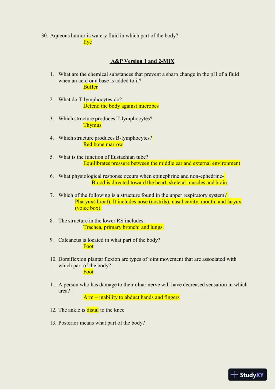 2024-2025 HESI A2 Anatomy and Physiology Practice Exam with Answers (588 Solved Questions), page 25