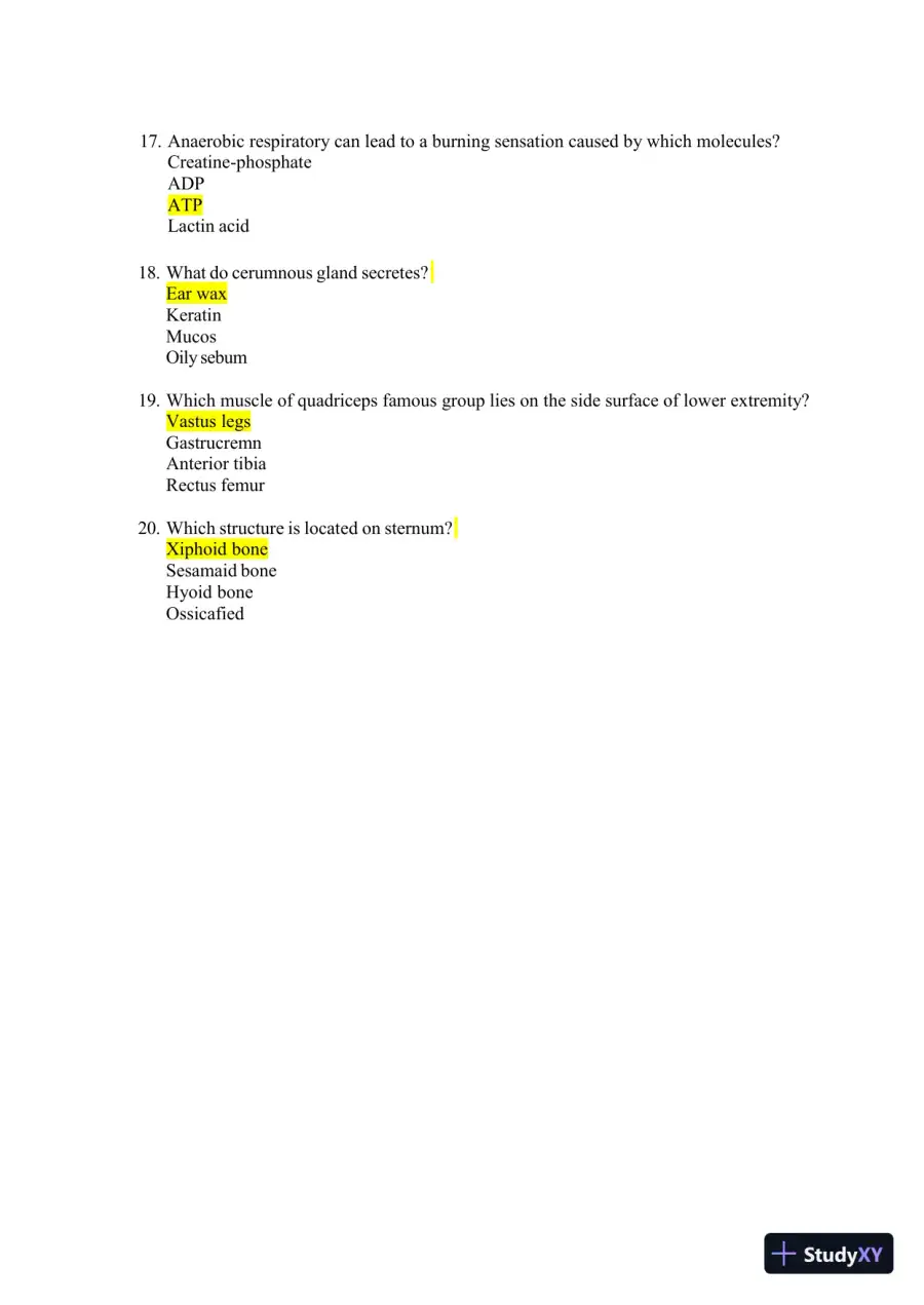 2024-2025 HESI A2 Anatomy and Physiology Practice Exam with Answers (588 Solved Questions), page 5