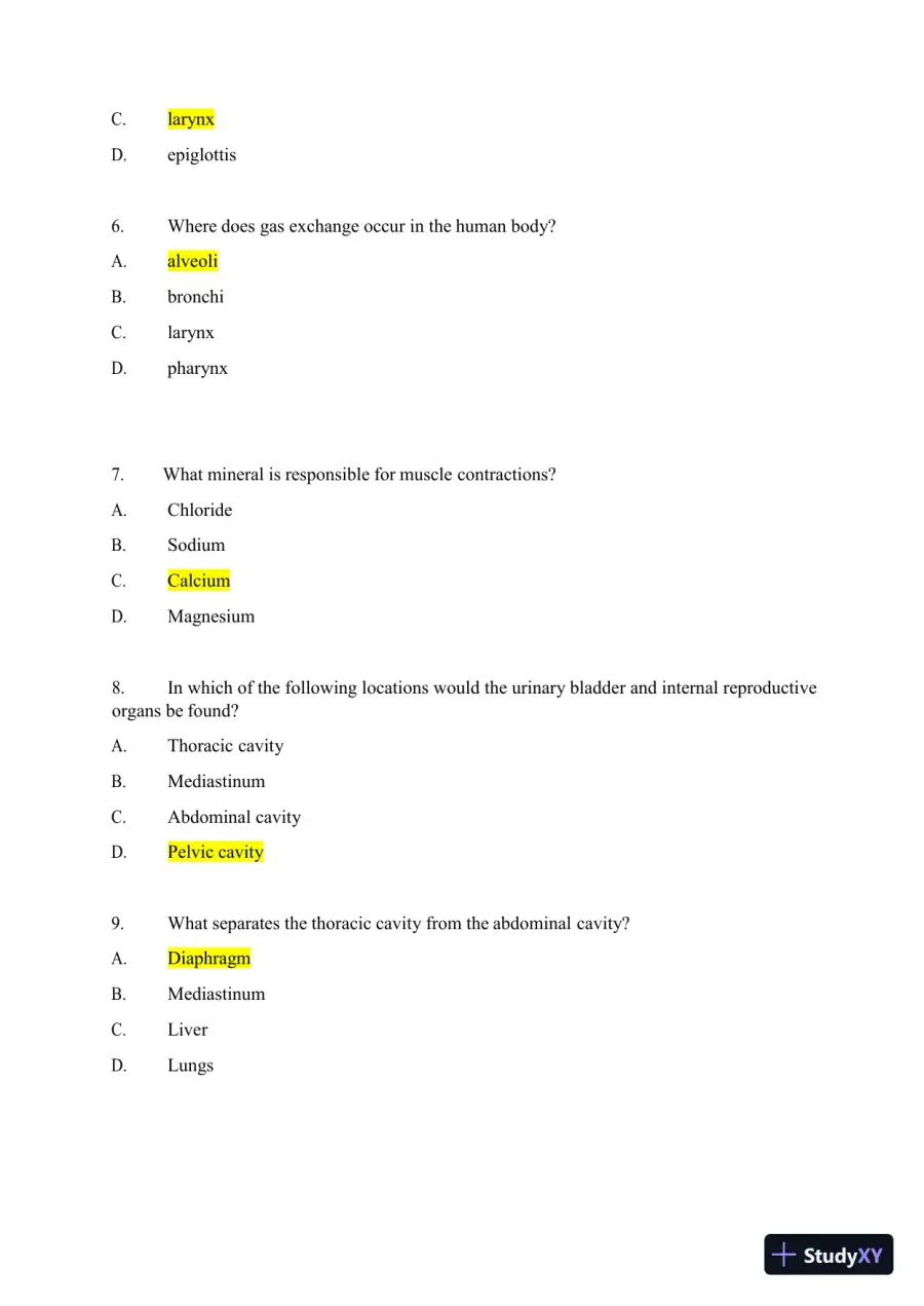 2024-2025 HESI A2 Anatomy and Physiology Practice Exam with Answers (588 Solved Questions), page 9