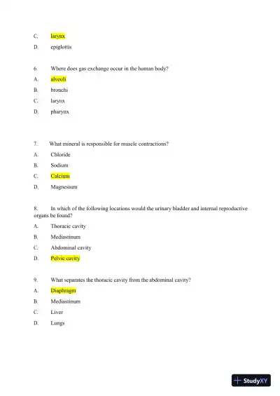 2024-2025 HESI A2 Anatomy and Physiology Practice Exam with Answers (588 Solved Questions) - Page 9 preview image