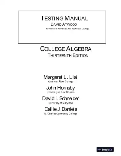Test Bank for College Algebra, 13th Edition - Page 1 preview image